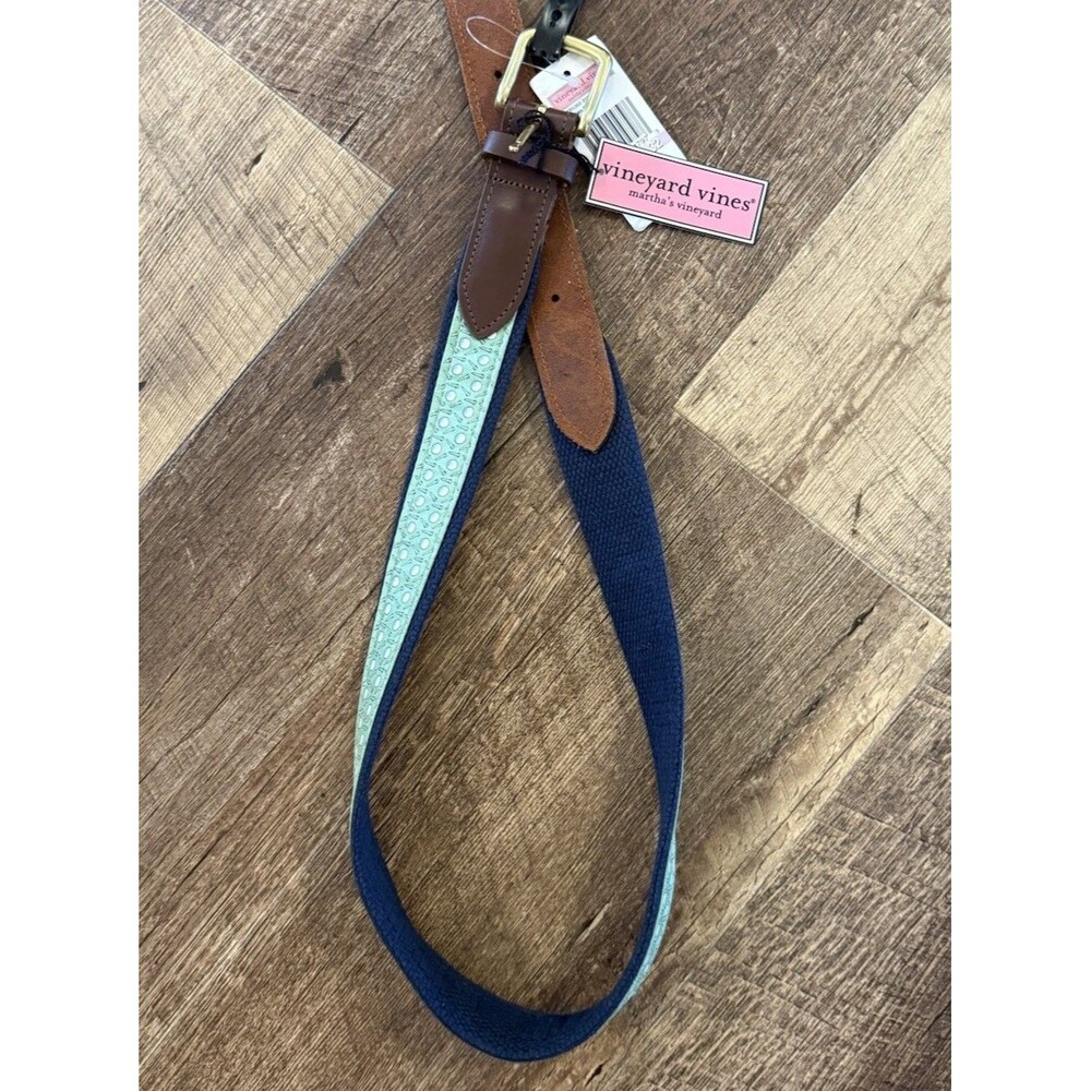 VINEYARD VINES Mens Canvas Club Belt (Size 32) Golf Tee Green NWT NEW!